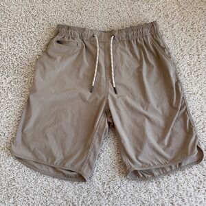 V46 Land & Sea Performance Shorts Mens Large Tan Stretch Hybrid Drawstring